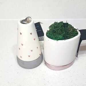 2 Ceramic & Cement Planters with tags.
